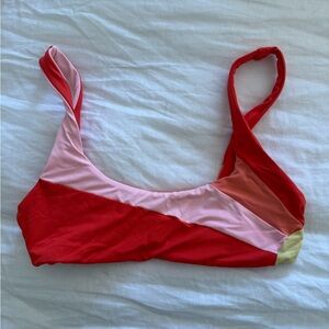 L*Space Red and Pink Bikini Top